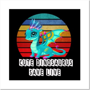 Cute Dinosaurus Vintage Retro Posters and Art